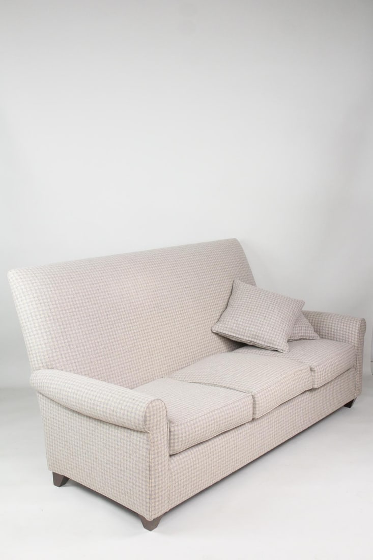 Gray Plaid Mohair Donghia Tall Back Sofa (1 of 10)