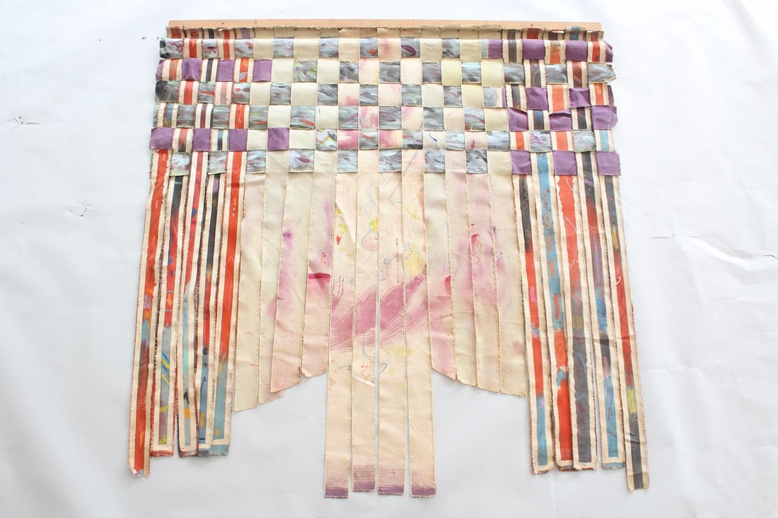 Woven Painted Canvas Wallhanging, Boho (1 of 8)