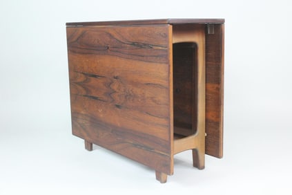 Danish Modern Rosewood Drop Leaf Dining Table by Bendt Winge