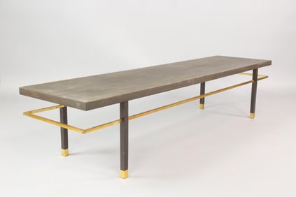 Harvey Probber Mahogany and Brass Coffee Table Bench