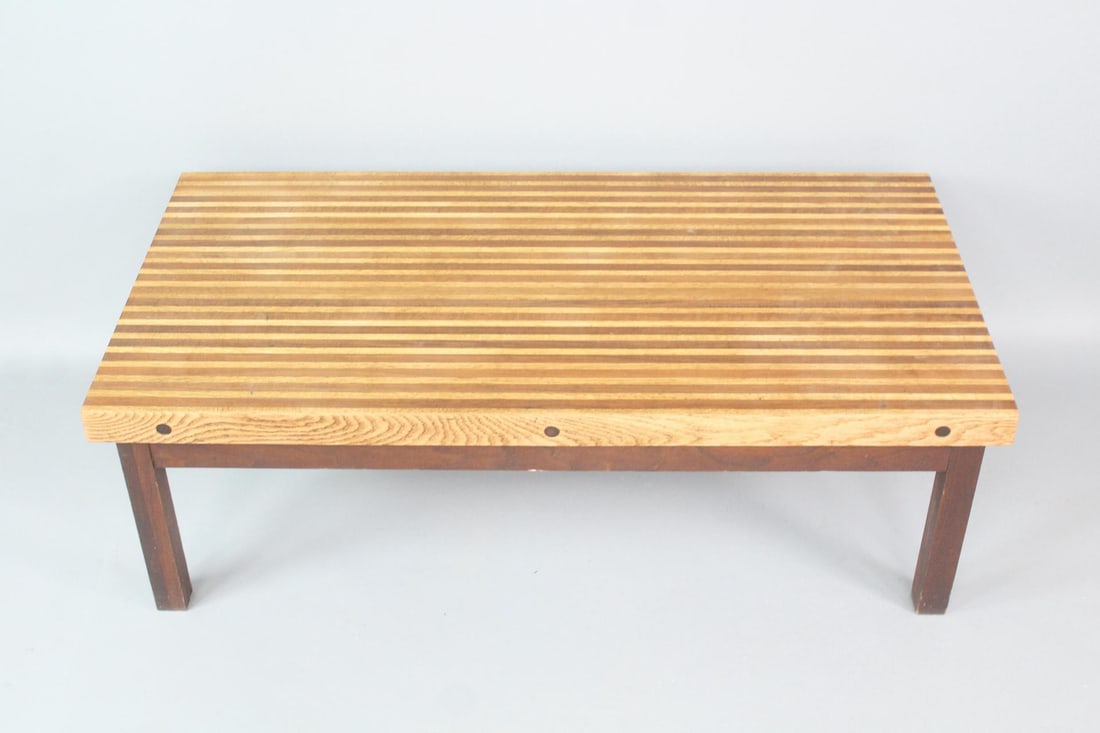 Mixed Wood Striped Butcher Block Top Coffee Table (1 of 13)