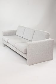 Cubist Mid-Century Modern Gray Upholstered Sofa