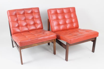 Pair of Orange Torben Lind & Ole Gjerlov Modular Seating Group Chairs