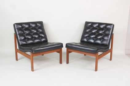 Pair of Black Torben Lind & Ole Gjerlov Modular Seating Group Chairs