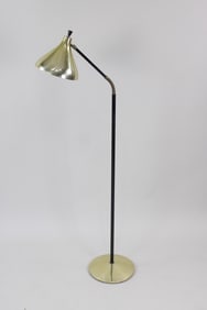 Mid-Century Modern Brass Standing Floor Lamp, Adjustable Gooseneck