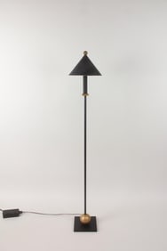 Postmodern Memphis Robert Sonneman for George Kovacs Black Floor Lamp