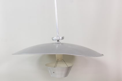 Large Spun Aluminum Space Age Saucer Hanging Lamp