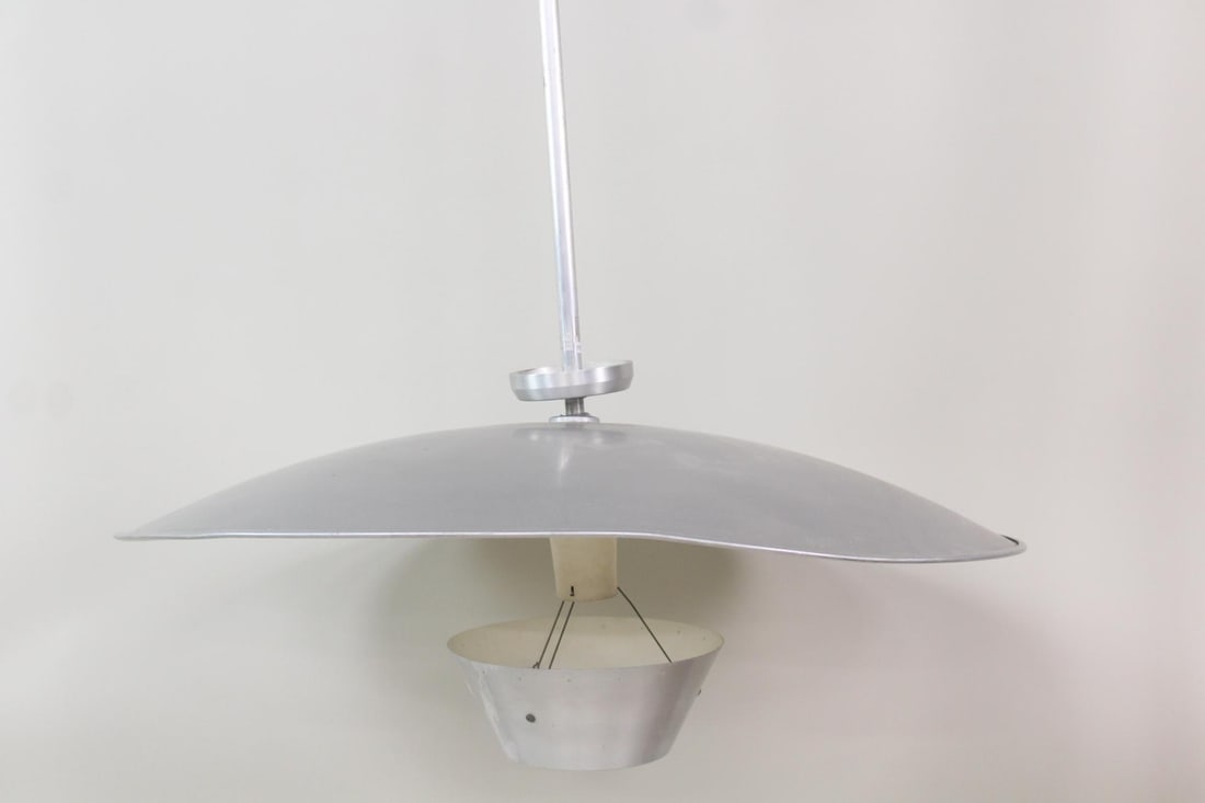 Large Spun Aluminum Space Age Saucer Hanging Lamp (1 of 8)