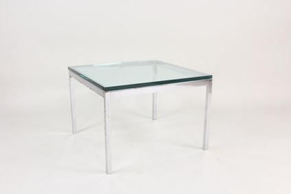 Mid-Century Modern Glass & Metal Square Coffee Table, Knoll