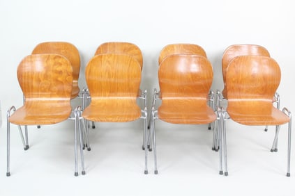 Set of 8 Bentwood Stacking Chairs, Tubax Pagholz