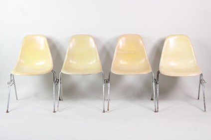 Set of 4 Herman Miller Eames Stacking Shell Chairs, Tan Ochre, 2 of 2