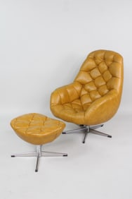 Tufted Mid Century Modern Lounge Chair and Ottoman