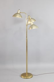 Mid-Century Modern 3 Shade Brass Floor Lamp, Gerald Thurston Style