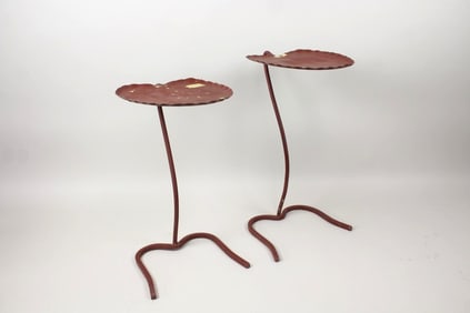 Pair of Maurizio Tempestini Lily Pad Iron Nesting Patio Tables