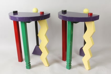 Pair of Postmodern Memphis Style Side Tables, Thor Design