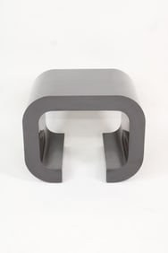 Black Laminate Scroll Side Table, Karl Springer Style