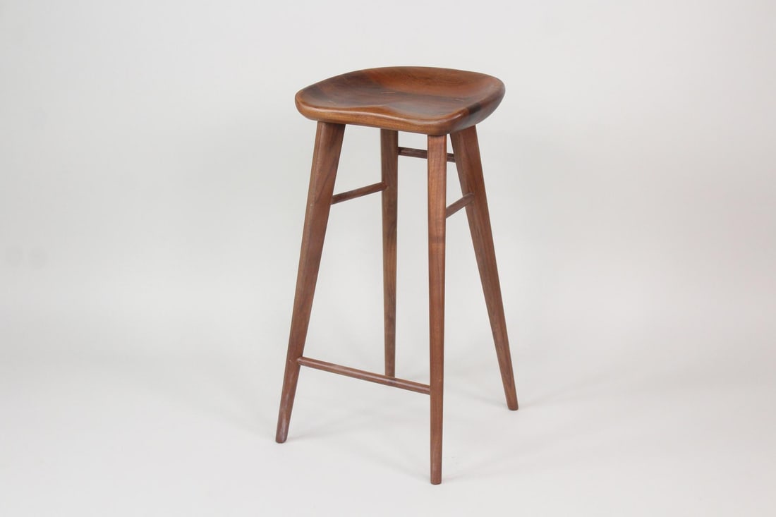 Wooden Barstool with Carved Seat (1 of 11)