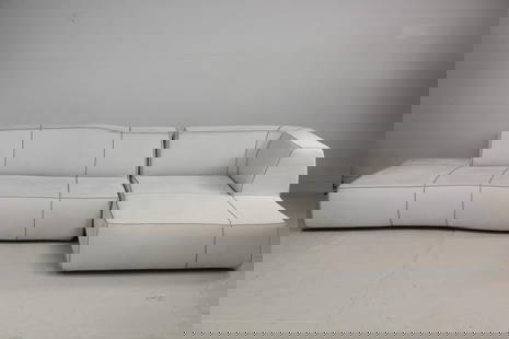 B&B Italia 2-Piece Sectioonal "Bend" Sofa by Patricia Urquiola: B&B Italia 2-Piece Sectioonal "Bend" Sofa by Patricia Urquiola. This high quality B&B Italia sofa has Contrast Zig-Zag Stitching. It is two pieces. Dimensions of larger section are 25in h x 84.5 in w