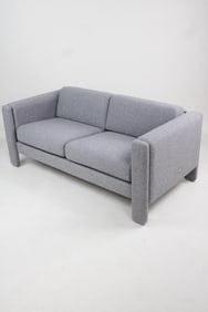 Minimalist Postmodern 2-Seat Sofa for Knoll by Jim Eldon, Fully Upholstered Grey