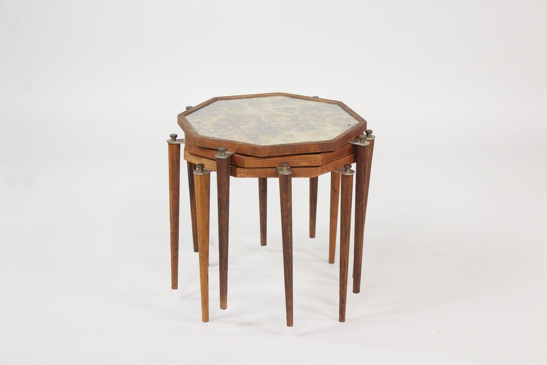 Set of 3 Octagonal Nesting Tables, Reverse Painted Glass (1 of 11)
