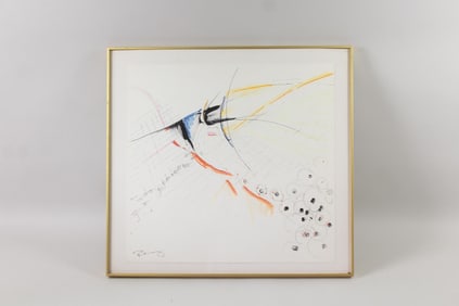 Framed Postmodern Abstract Drawing, Signed