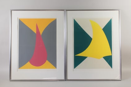 Pair of Richard Mortensen Abstract Lithographs, Signed & Numbered