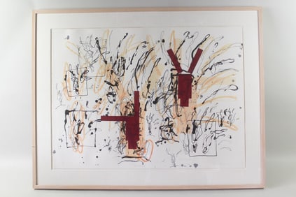 Postmodern Abstract Lithograph "Headstand" Louisa Chase, 1991