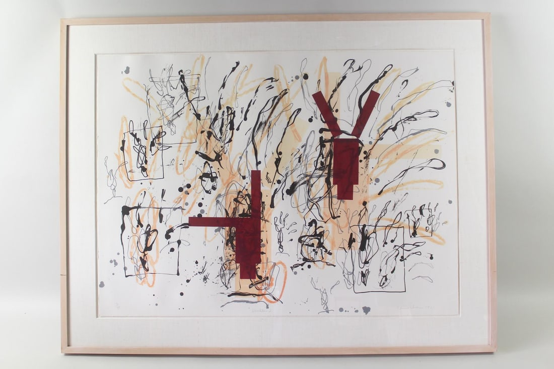 Postmodern Abstract Lithograph "Headstand" Louisa Chase, 1991 (1 of 14)