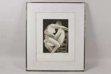 Framed Giacomo Manzu Etching, "Lovers 1"