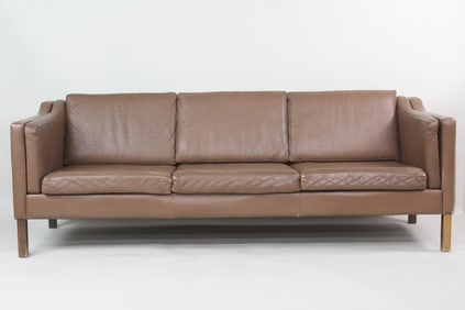 Danish Modern Leather Sofa by Borge Morgensen