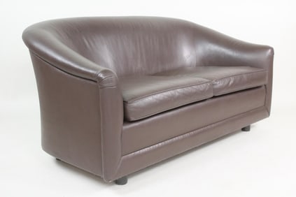 Postmodern Gilbert Brown Faux Leather 2 Seater Sofa