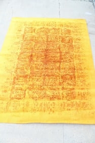 Mid Century Modern Room Size Rya Shag Rug, Orange & Yellow