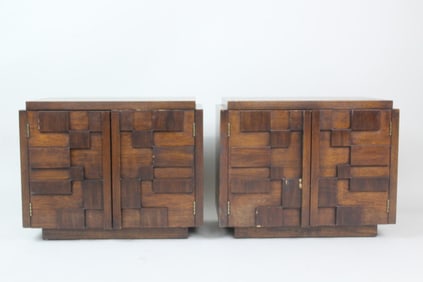 Pair of Lane "Staccato" Brutalist Night Stands