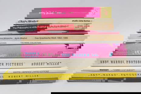 Lot of 11 Andy Warhol Related Books, Soup Boxes, Guns Knives Crosses: Lot of 11Andy Warhol Related Books. Collection of booksall relating to Andy Warhol. IncludingGuns Knives Crosses, Photobooth Pictures, Warhol Campbell's Soup Boxes, Andy Warhol Photographs,Andy Warhol
