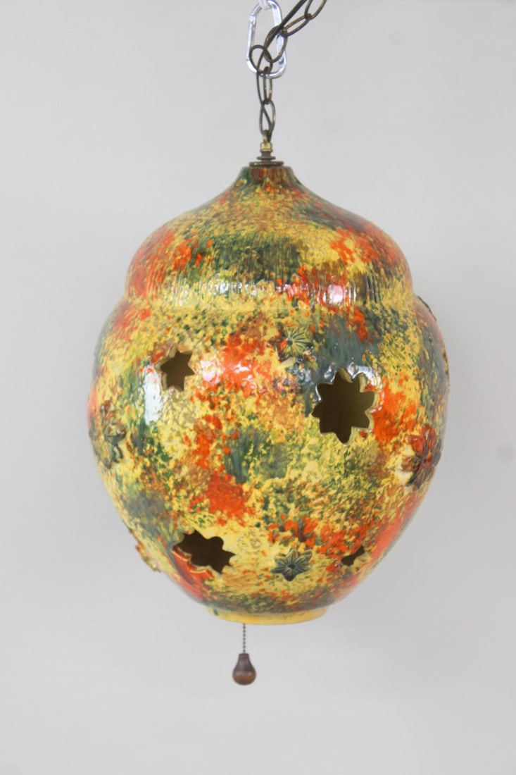 Mid-Century Modern Glazed Colorful Ceramic Pendant Light (1 of 7)