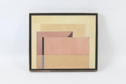 Minimalist Oil Painting in Shades of Nude Tones, Signed B.E.