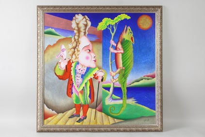 Mihail Chemiakin Surrealist Serigraph "Noon with a Chameleon" Artist's Proof