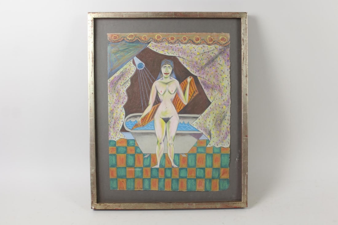 David Sharpe Pastel "Woman Drying Herself" 1980 (1 of 13)