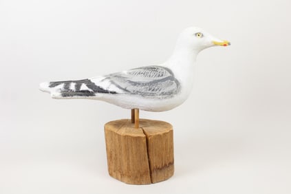 Painted Concrete Seagull Sculpture