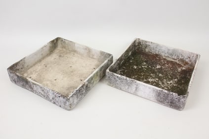 Pair of Willy Guhl Industrial Low Square Planter Trays