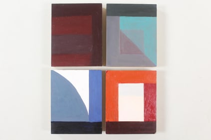 Group of 4 Clark Murray Geometric Abstract Paintings on Deep Panels