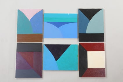 Group of 6 Clark Murray Colorful Geometric Abstract Paintings