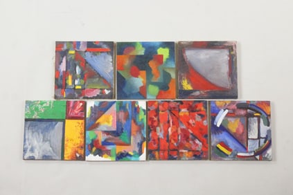 Group of 7 Clark Murray Colorful Abstract Expressionist Paintings
