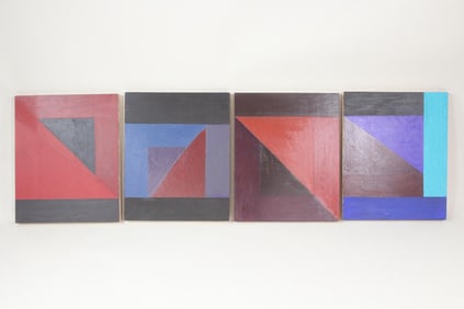 Group of 4 Clark Murray Geometric Abstract Paintings, Triangles