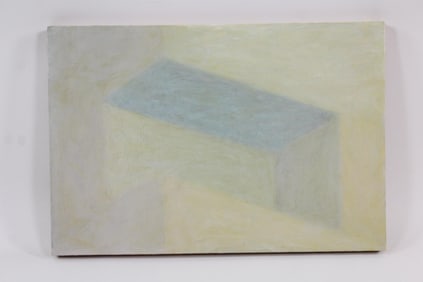 Clark Murray Expressionist Geometric Painting, Muted Green Tones
