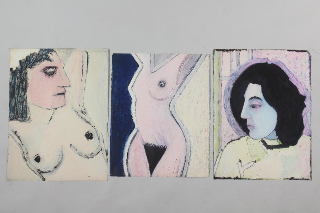 Group of 3 Clark Murray Large Female Nude Drawings: Group of 3 Clark Murray Large Female Nude Drawings. Three drawings in color pastel on paper,one a headshot, one a torso and the last, a bust. Dimensions range from 28.5 in h x 22.5in w and 30 in h x 2