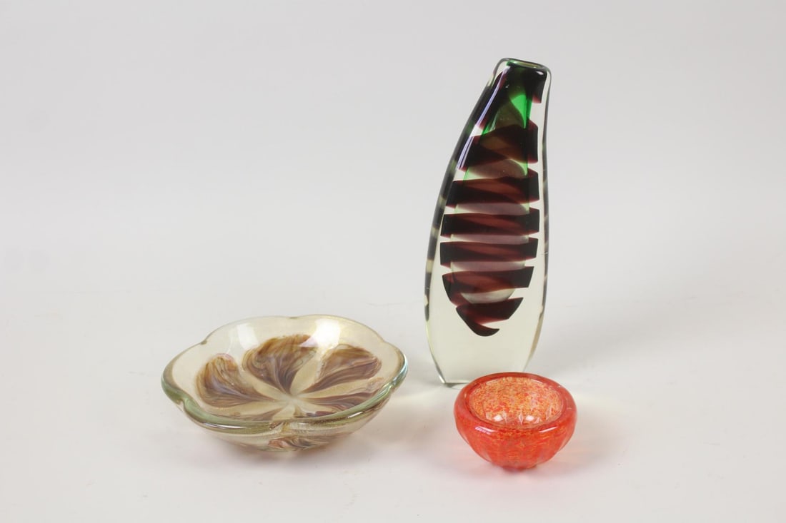 Lot of 3 Murano Glass, 2 Bowls & Vase (1 of 15)