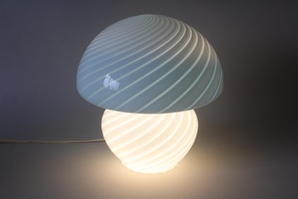 Blue & White Murano Glass Mushroom Lamp