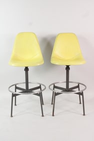 Pair of Herman Miller Eames Shell Draftsman's Stools, Yellow