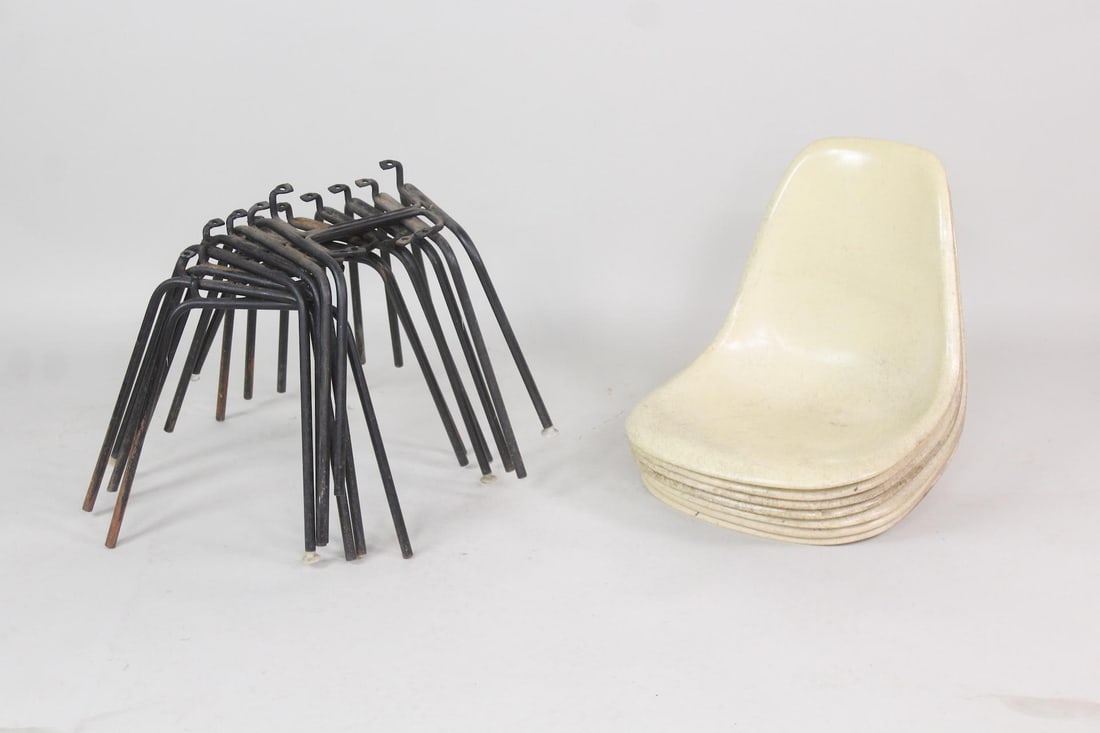 Set of 7 Herman Miller Eames Shell Chairs, Disassembled, Tan (1 of 9)